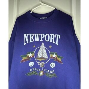 Vintage 90's Newport Rhode Island Nautical Sailboat Textured Graphic Sweatshirt
